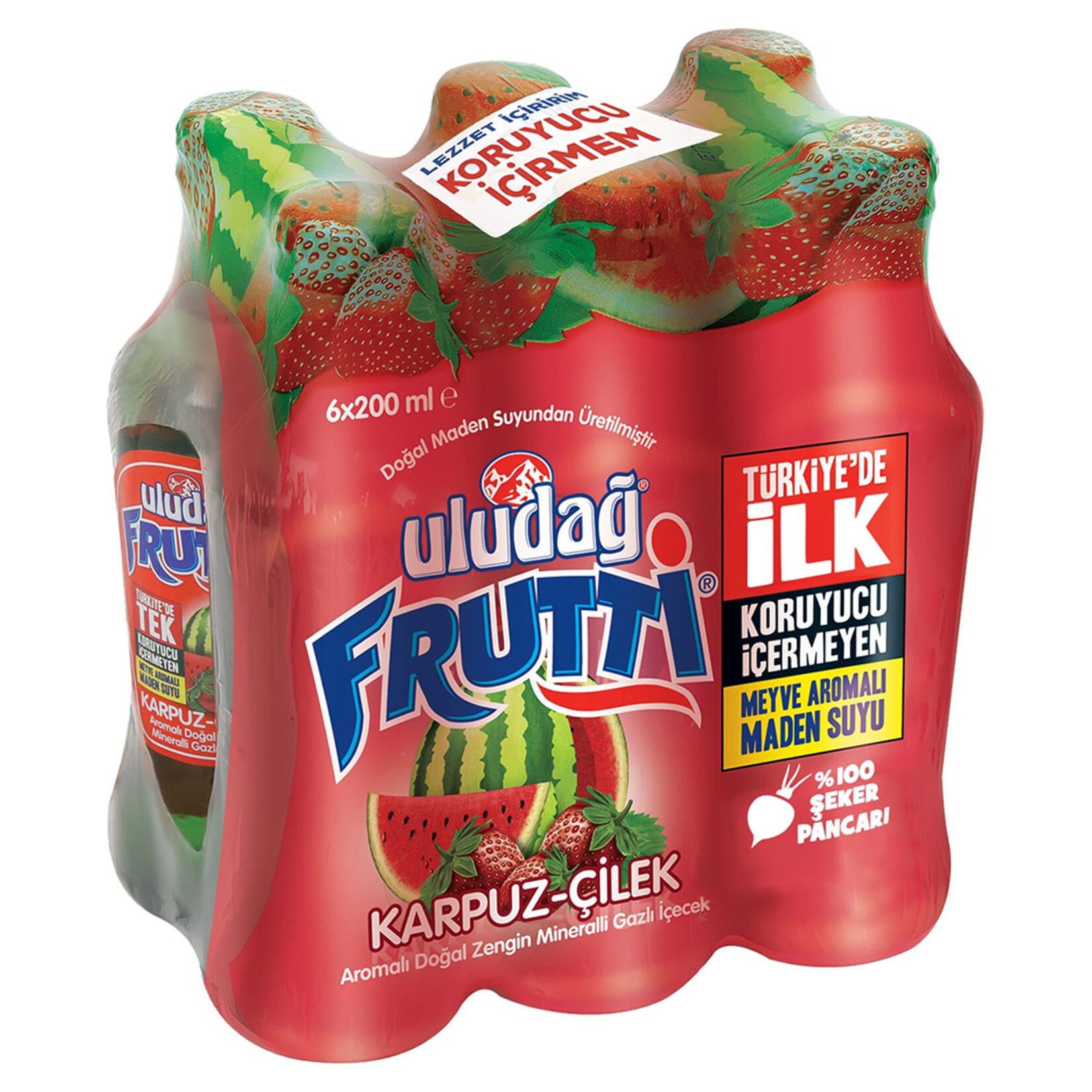 Uludağ Frutti Karpuz Çilek Soda 24 x 200 ml